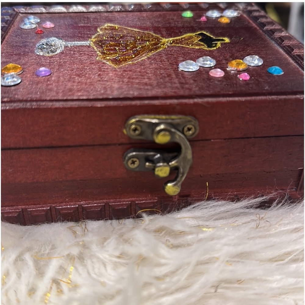 Decorative Small Wooden Box for Trinkets, Jewelry, Cards and Gifts